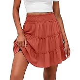 Lepunuo Womens Summer Flowy Mini Skorts Skirts Casual High Waisted Ruffle Tiered A Line Short Skirt with Pockets