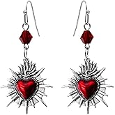 Gothic Heart Earrings for Women Goth Thorns Dangle Earrings Punk Bow Heart Cross Y2k Earring Dark Vampire Earring Mystic Halloween Witch Jewelry Accessories