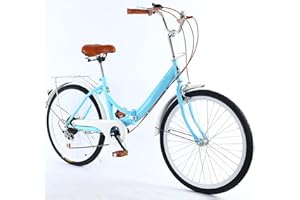 26 Inch Foldable Beach Cruiser Bike Womens Bicycle, 7 Speed Bike for Women, City Bikes High-Carbon Steel with Adjustable Seat