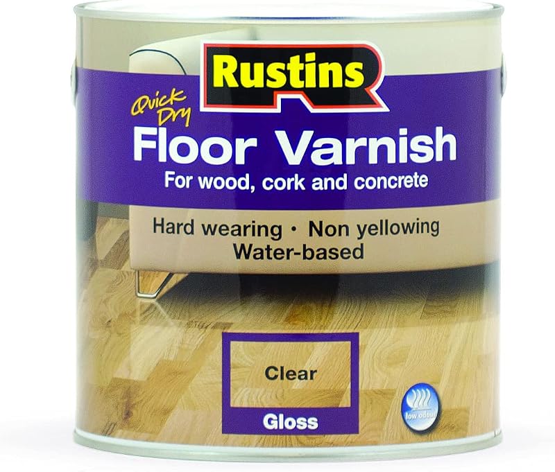 Rustins Floor Varnish Clear 2.5L Gloss Fast Dry Interior Wood Protection