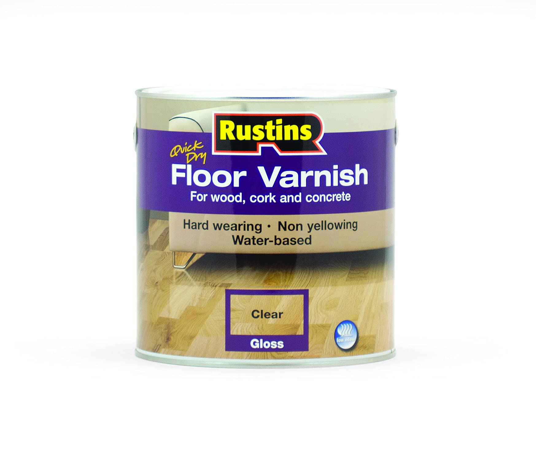 RUSTINS Floor Varnish Clear 2.5L Gloss - Fast-Drying Floor Protection for Interior Wood – Easy Application with Tough, Long-Lasting Clear Finish