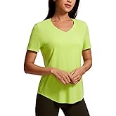 CRZ YOGA Womens Pima Cotton Short Sleeve Shirts V Neck T-Shirts Casual Workout Tops Gym Clothes