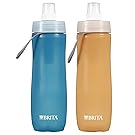 Brita 20 Ounce Sport Water Bottle with 2 Filters - BPA Free - Twin Pack, Blue and Orange