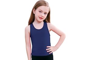 Gnainach Girls Sleeveless Tank Tops High Neck Cropped Tanks Basic Racerback Dance Top for Kids Teen Gymnastics 4-14Y
