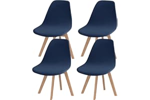 SONNACH Pack of 4 Velvet Mid Century Modern Dining Chair Covers, Armless Chair Cover,Living Room Side Chair Slipcovers (Navy)