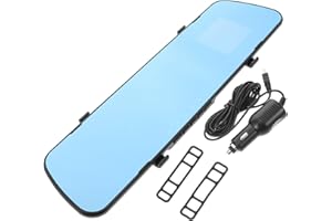 TOBBOMEY Thin Rear View Mirror Dash Cam with Backup Camera Front and Rear Parking Monitor Motion Detection