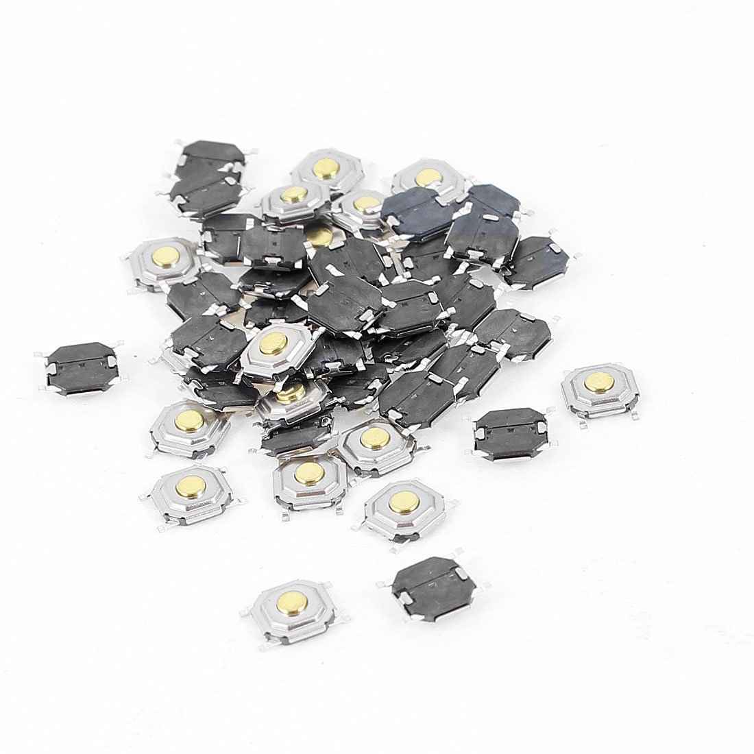 Sourcingmap 50 Pcs 5mmx5mmx1.5mm 4 Pins Surface Mounted Devices PCB Momentary Tact Push Button Switch