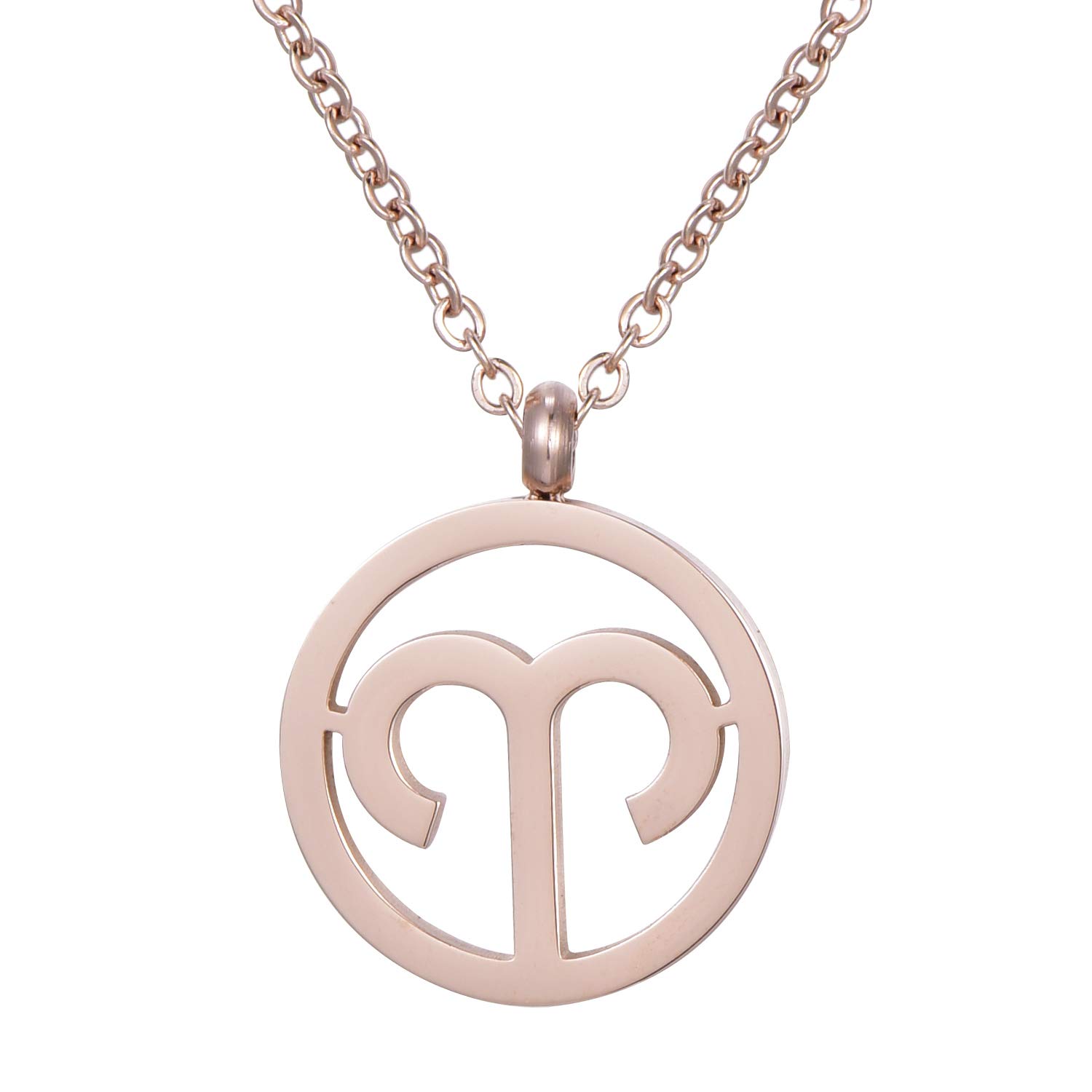Morella Women's Stainless Steel Necklace Rose Gold with Pendant Star Sign Aries in a Velvet Bag