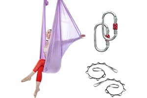 ZEALTOP Active Silk Aerial Yoga Hammock 5.5 Yards Premium Aerial Silk Fabric Yoga Swing for Antigravity Yoga Inversion Include Daisy Chain Carabiner and Pose Guide