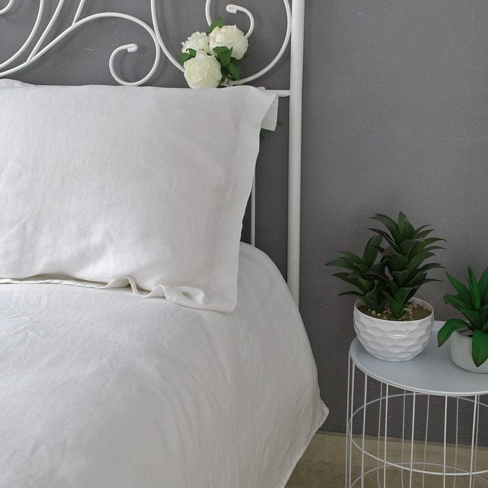 Atlanta - 100% Linen Double Duvet Cover, 220x220 cm, White, Luxury Bedding Made in Portugal