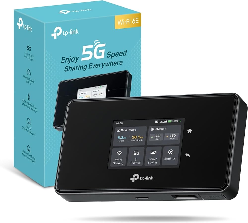 TP-Link M8550 5G Router SIM Slot AXE3600 WiFi 6E Tri-Band Touchscreen VPN