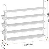 OYREL 5-Tier Shoe Rack 20-25 Pairs Large Organizer with Side Bag White view 3