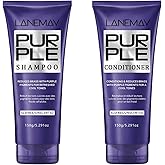 Lanemay Purple Shampoo and Conditioner Set, SLS Free, Unscented, Brass Reducing with Natural Oils, 5.29 oz, 2 Piece