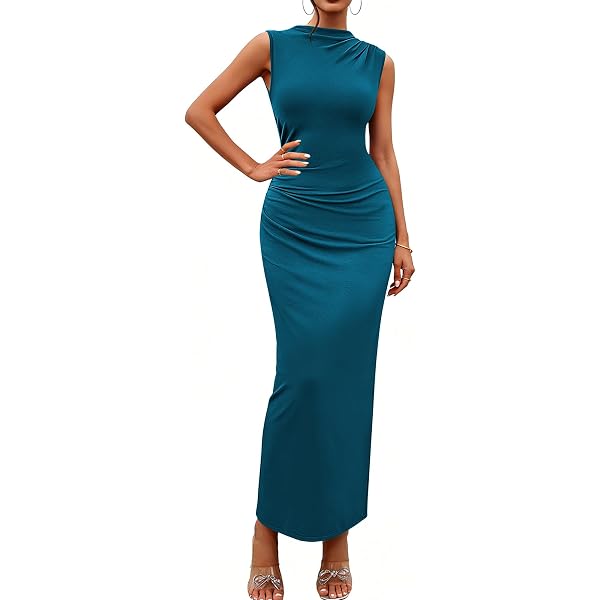 dresses for high waist Amazon.com: BTFBM Women Ruched Bodycon Maxi Dresses Summer Casual  Sleeveless Lightweight Slit Elegant Cocktail Wedding Guest Dress(Army  Green, Small) : Clothing, Shoes & Jewelry