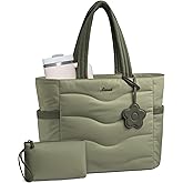 LOVEVOOK Tote Bag for Women,Puffer Work Bag,Quilted Teacher Nurse Tote Bag with Zipper for Travel Gifts for Women