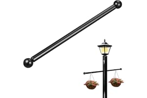 AWLEYNZ Lamp Post Cross Arm, 16 Inch Steel Lamp Post Cross Bar Ladder Rest with Removable Knobs, Post Cross Arm Replacement for Outdoor Post Light Accessories, Black