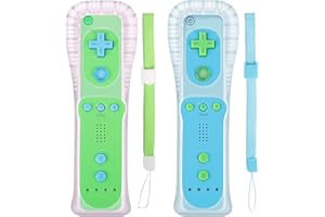 Doueuain 2 Pack Remote Controller for Wii Wii U, Gamepad with Silicone Case and Wrist Strap (New Green and Blue)