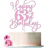 Bejotaa Pink Happy 63rd Birthday Cake Topper 1pcs Glitter Cake Topper for Sixty-three Birthday/Anniversary Theme Party Cake Decorations Supplies
