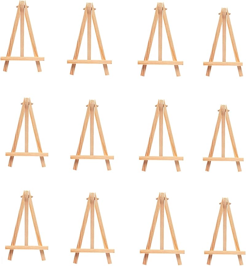Baosong 12Pcs Wooden Tabletop Easels Small Desktop Display Stands