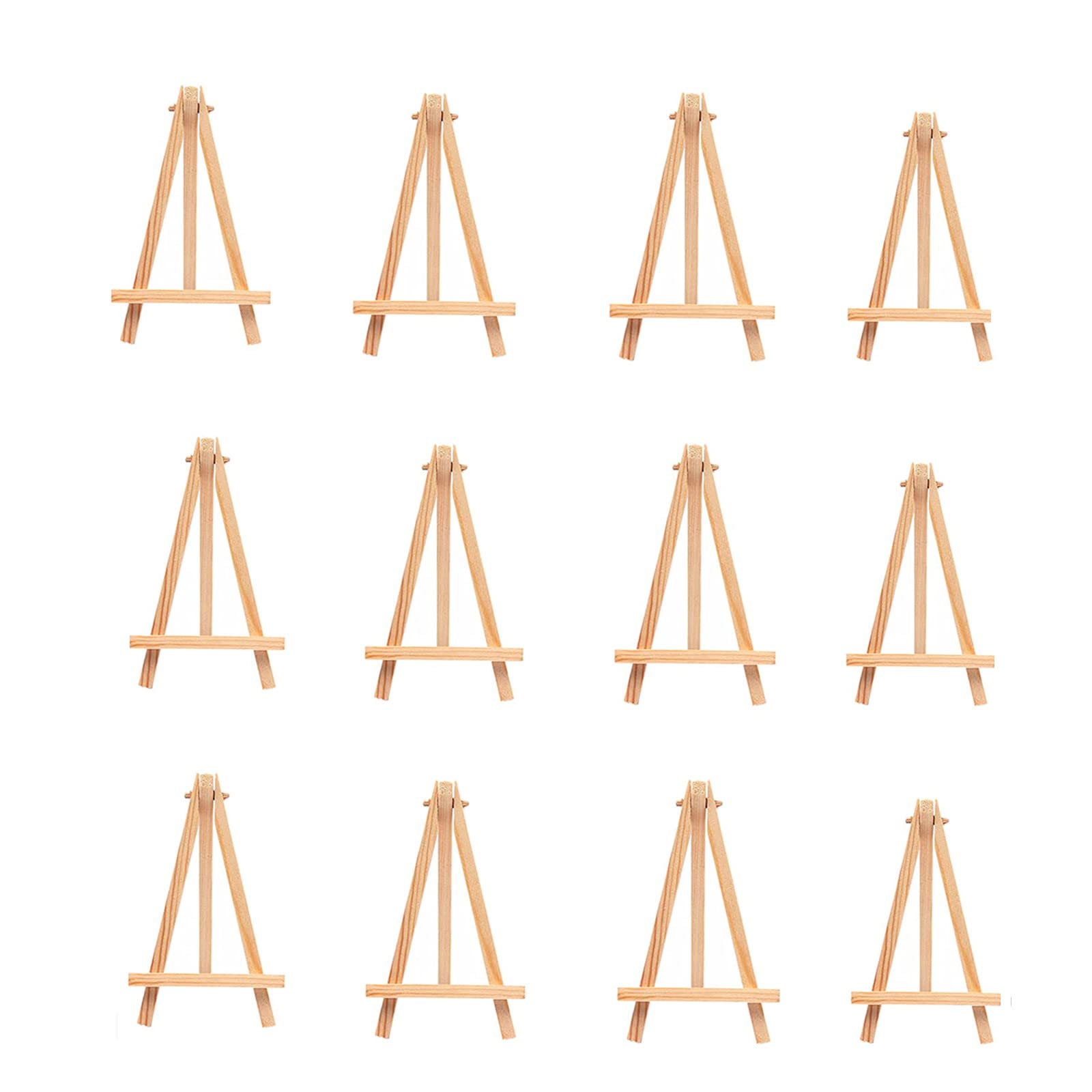 12Pcs Wooden Tabletop Art Display Easels, Small Painting Easel, Desktop Holder Stand for Displaying Canvas Paintings,Drawing, Weddings, Arts & Crafts