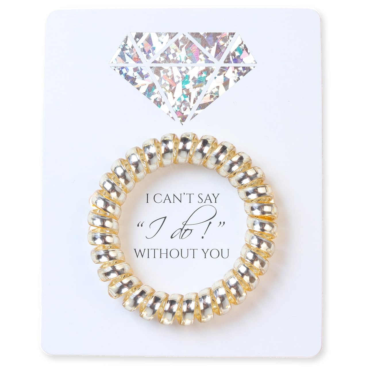 6 Pack Bridesmaid Gift Spiral Hair Ties on a Proposal Card - Phone Cord Hair Ties for Bridal Maid of Honor (Gold or Silver)… (6 Pack Gold)