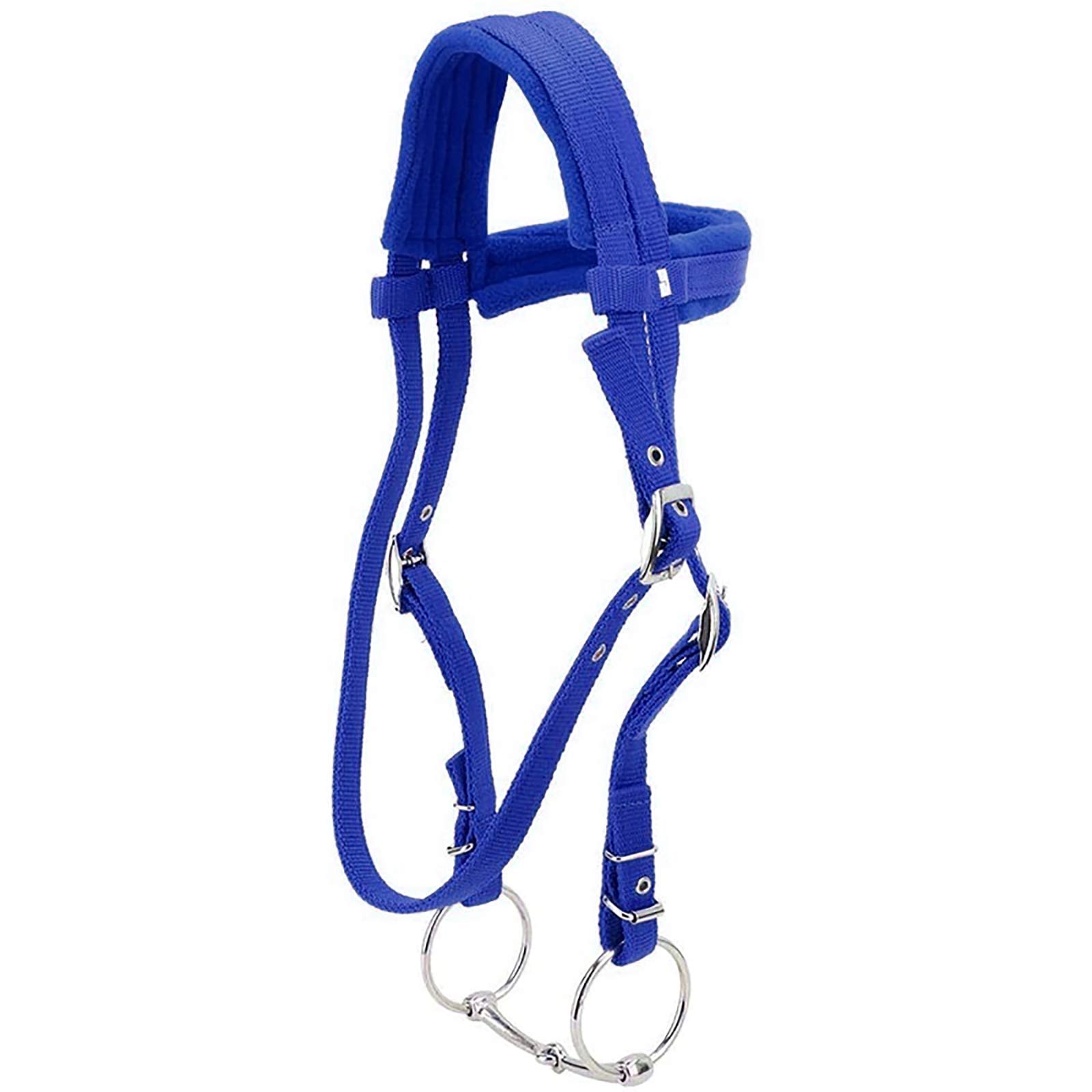 TopHomer Horse Snaffle Bridle with Rein Red Adjustable Horse Halter Harness Horse Headstalls horse bit with Soft Cushion for Horse (Small, Blue)