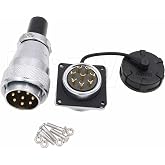Eonvic WEIPU WS28 8 Pin Connector Waterproof IP67 Metal Male Plug Female Square Socket Panel Mount Aviation Cable Connector (8Pin)
