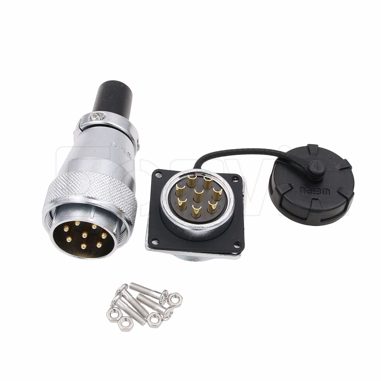 Eonvic WEIPU WS28 8 Pin Connector Waterproof IP67 Metal Male Plug Female Square Socket Panel Mount Aviation Cable Connector (8Pin)