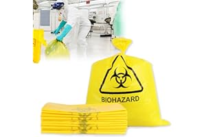 BEMAXYE Biohazard Waste Bags, Disposable Infectious Safety Bag, Puncture Resistant, 30 Gal Capacity, 1.97 mil, 50 mircon, 32"x 24"(10 PCS)