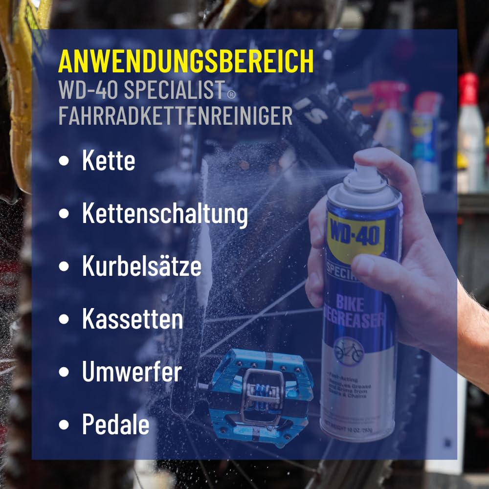 WD-40 Specialist Fahrrad Pflegeset - Komplettes Bike Pflegeset für Fahrräder mit Kettenspray, Kettenreiniger und Fahrradreiniger, eine nachhaltige Pflege und Schutz für alle Fahrradtypen, 3-teilig 6