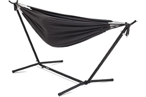 EchoSmile Double Hammock with Detachable Stand - 480 lbs Heavy Duty 2 Person Hammock Adjustable Hooks Indoor Outdoor Stand Hammock Durable Steel Frame - Gray