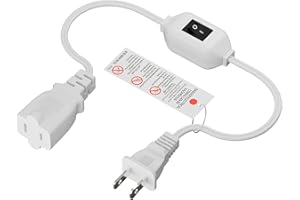 PLUGRAND On Off Switch Extension Cord [2-Feet], 2-Prong/2 Outlet Polarized Extension Cord with Switch 12A/125V for Your Chargers/Lamp/Power Adapters etc, 16AWG Cord