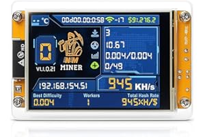 Vikye Bitcoin Miner, 2.8 Inch Display Solo Lottery Miner, 1060KH / s Hashrate, ESP32 DROOM with WiFi Standalone Operation for