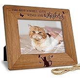 Palasarkaaa The Best Angels Have Whiskers Picture Frame for Cat Lovers Moms, Memorial Sympathy Bereavement Keepsake for Pet Loss (4x6 Inch)