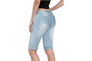 Hybrid & Company Womens Ultra Comfy Butt Lift Stretch Bermuda City Shorts with Pockets