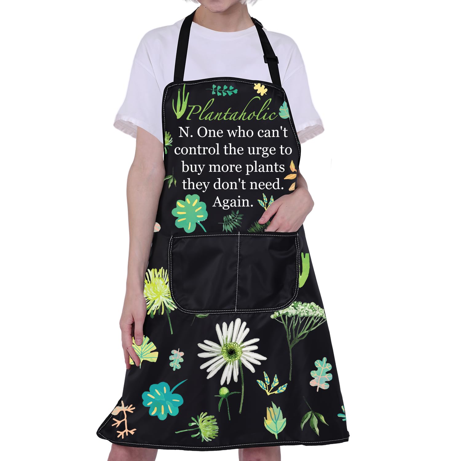 BNQL Gardening Apron With Pockets Plant Apron Plant Lover Gifts Gardening Lover Gifts Gardener Plant Cooking Apron Plantaholic Gift (Gardening Apron)