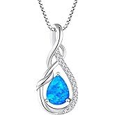 STARCHENIE Infinity Teardrop Pendant Necklace for Women 925 Sterling Silver Birthstone Jewelry