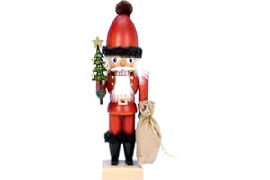 BROOKSTONE Christian Ulbricht Alexander Taron Seasonal Decorative Collectible Nutcracker Santa with Tree and Sack 12" H x 4" W x 4" D