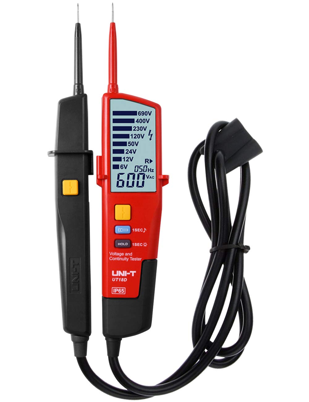 UNI-T UT18D Voltage and Continuity Tester - Waterproof AC DC Tester with Flashlight