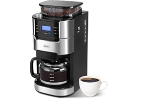 Gevi 10-Cup Drip Coffee Maker with Built-in Burr Grinder & Programmable Timer, 1.5L Water Tank, Auto Keep-Warm, Reusable Filter - Fresh Ground Coffee Machine (Black)