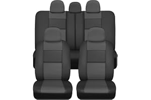 BDk Faux Leather Car Seat Cover Full Set - Front & Rear Split Bench Charcoal Seat Covers For SUV & Truck Seat Covers, Airbag Compatible - Protective Seat Covers for Car Seats & Car Accessories