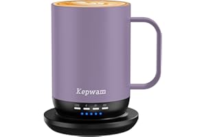 Kepwam Self Heating Coffee Mug T1-16oz Fast Heating & Ultra Long-Lasting Battery Life, Heated Coffee Mug Up to 149℉ - Touch & App Controlled Coffee Mug, Birthday Gifts for Women and Men