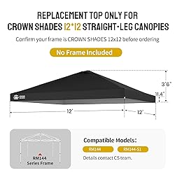 CROWN SHADES 12x12 Canopy Replacement Top - Only