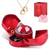 Shearly Gifts for Women Valentines Day Gifts for Her,Preserved Real Rose with Heart Necklace -Eternal Flowers Rose Birthday Gifts for Her Mom Wife Girlfriend on Valentines Day Mothers