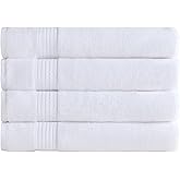 Ozdilek 4-Piece Bath Towels, 30x60 550GSM, 100% Turkish Cotton, Luxury Quick Dry, Extra Large, Fade-Resistant, Eco-Friendly, Spa Towel, Comfortable (Bright White)