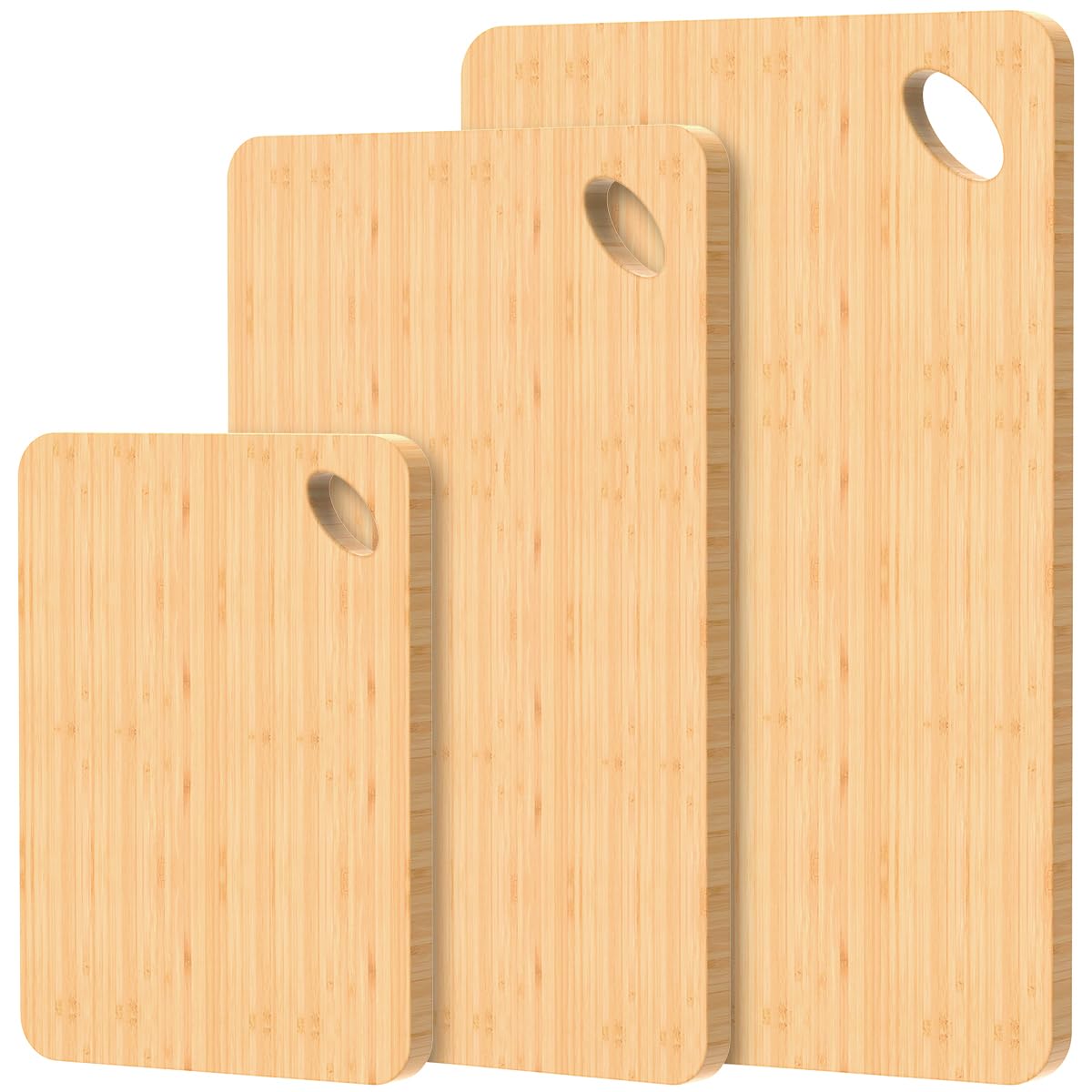 Photo 1 of **ONLY 2, MISSING 1**Viretang Wood Cutting Boards for Kitchen, Cutting Board Set of 3 Chopping Board for Meat/Vegetables/Cheese Knife Friendly Serving Tray with Holes