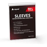Rayvol Jumbo Card Sleeves L Size 5.4x7.4 Inch for Oversized Cards (50) | Protects oversized TCG cards with clear L-size sleeves measuring 5.4 x 7.4 inches for secure storage and display.