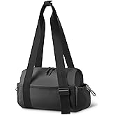 Mini Gym Bag for Women with Adjustable Wide Strap - Lightweight Waterproof Duffle & Crossbody Travel Bag with Wet/Dry Compartments, Multi-Pocket Design for Gym Clothes & Essentials(Black)