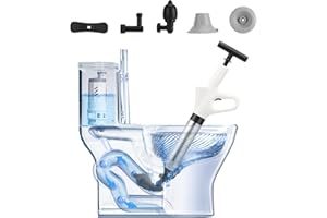 Kannino Air Plunger for Drain, High Pressure Air Drain Blaster with Visual Barometer Stainless Steel Toilet Clog Remover Toil