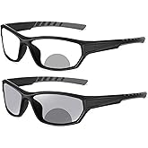 Sports Transition Photochromic Bifocal Reading Glasses for Men Wrap Around Safety Glasses with Readers sunglasses F25